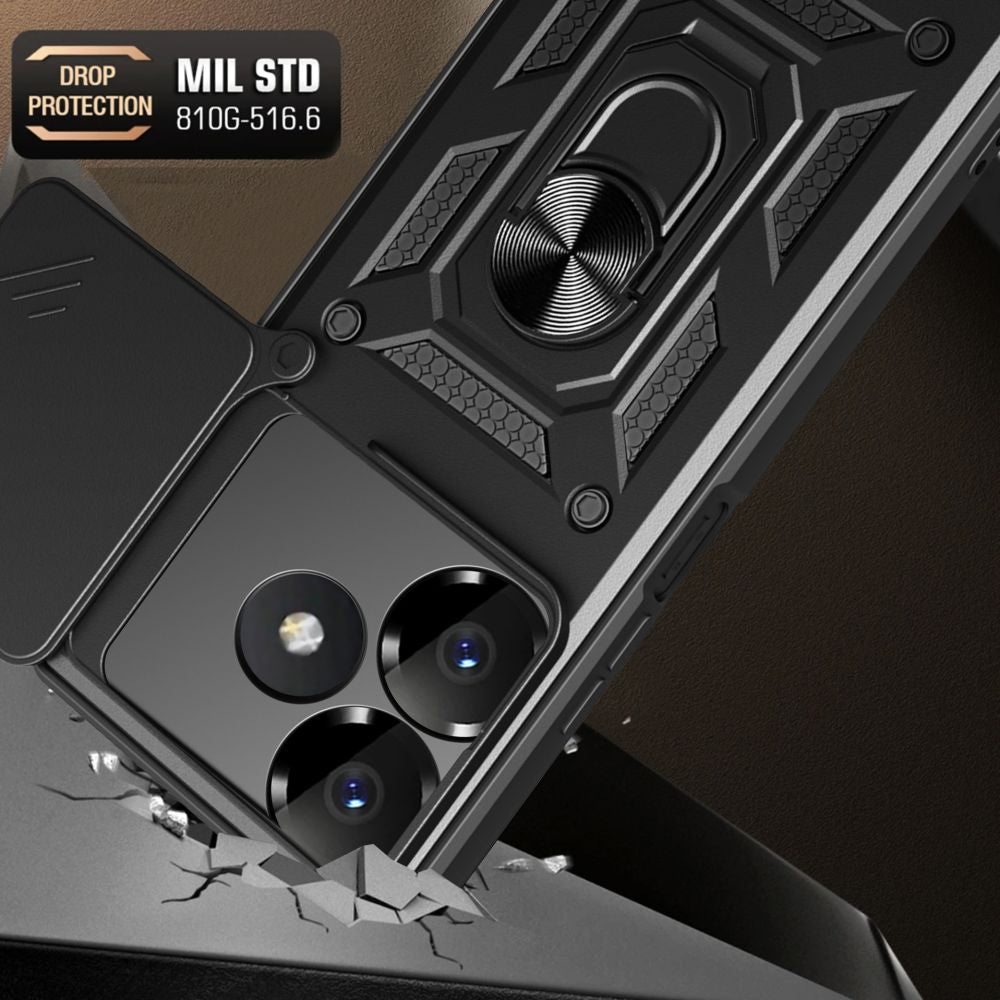 Tech - Protect Xiaomi Redmi 13 Camshield Pro Σκληρή Θήκη με Πλαίσιο Σιλικόνης και Δαχτυλίδι Συγκράτησης - Black