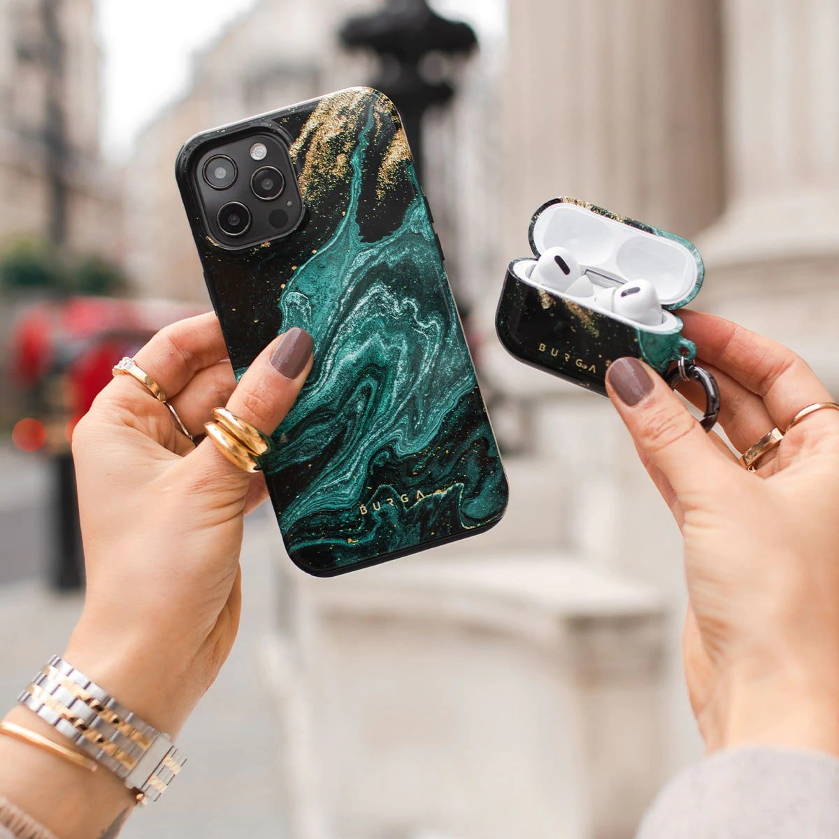 Burga iPhone 12 / 12 Pro Fashion Tough Σκληρή Θήκη - Emerald Pool