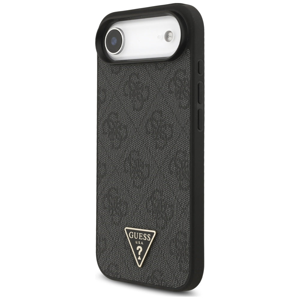 Guess iPhone Air - 4G Strap Triangle Logo MagSafe - Σκληρή Θήκη με Επένδυση Συνθετικού Δέρματος και Λουράκι - Black - GUHMP17MP4TSDPPSK