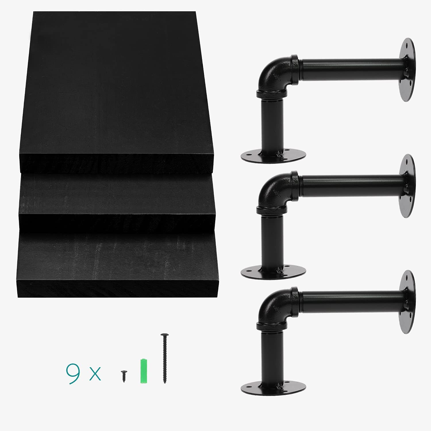 Navaris Σετ 3 Ράφια με Βάση - 20 x 15 x 18 cm - Black - 50683.1.01