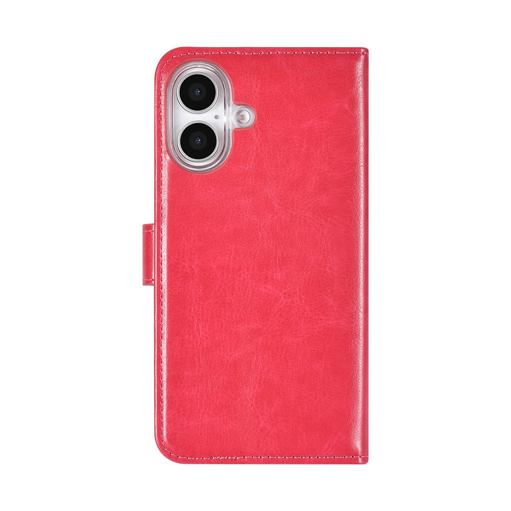 Tuniq iPhone 16 - Θήκη Πορτοφόλι Stand από Δερματίνη - Hot Pink