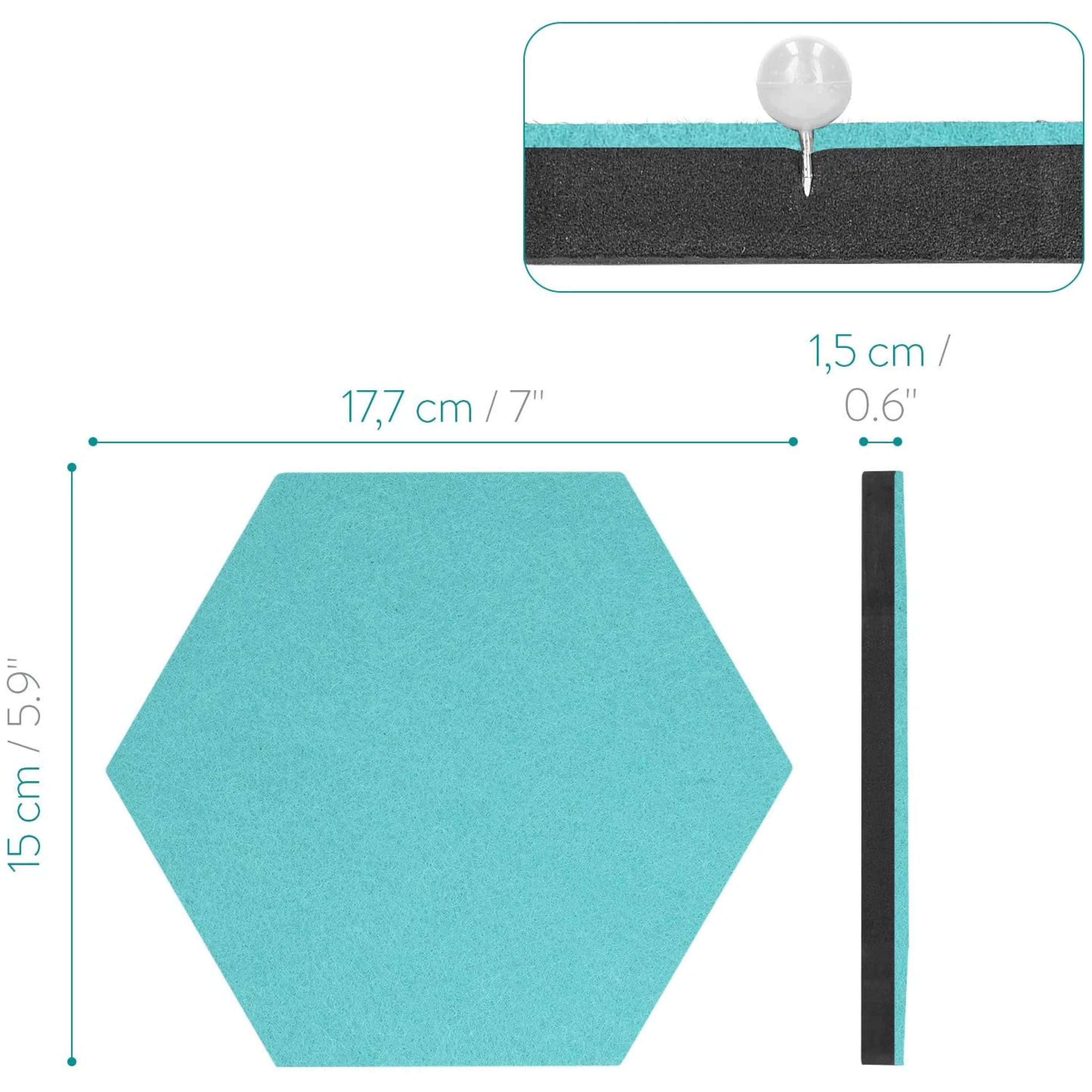 Navaris Hexagon Felt Memo Boards - Σετ με 6 Πλαίσια Ανακοινώσεων και Πινέζες - Turquoise - Orange - Pink - 46230.03