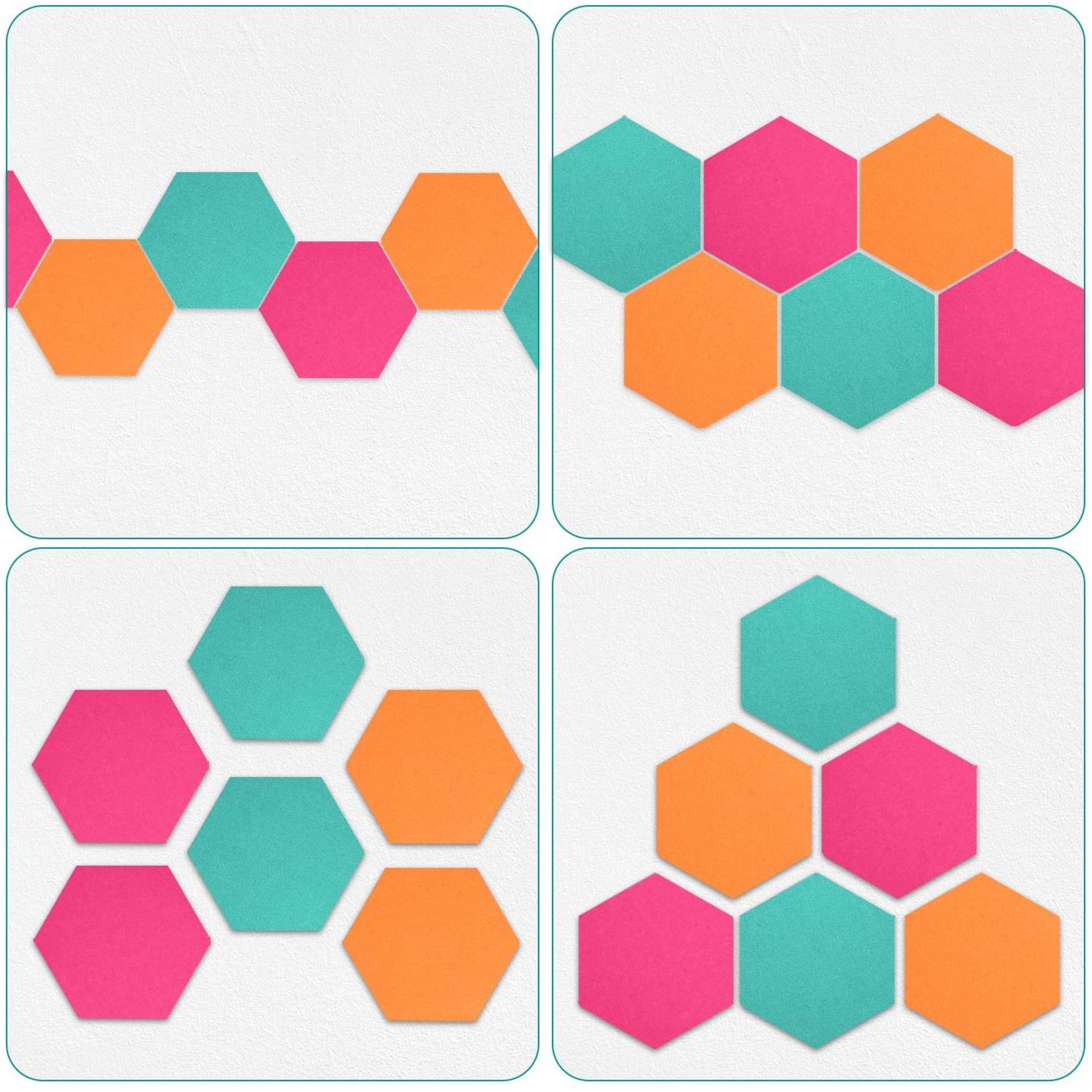 Navaris Hexagon Felt Memo Boards - Σετ με 6 Πλαίσια Ανακοινώσεων και Πινέζες - Turquoise - Orange - Pink - 46230.03