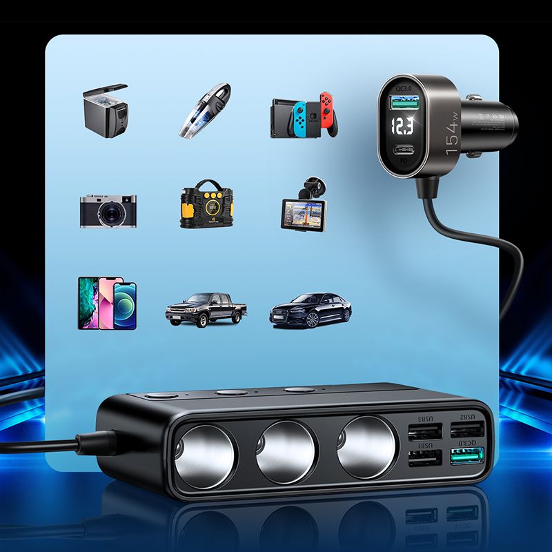 Joyroom Multi - Port Car Cigarette Lighter Φορτιστής Αυτοκινήτου Γρήγορης Φόρτισης PD154W - Black - JR - CL06