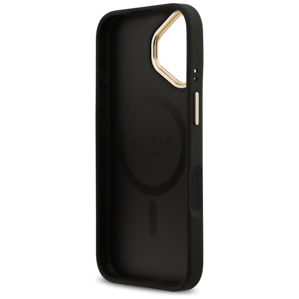 Guess iPhone 17 - 4G Stripe MagSafe - Θήκη με Επένδυση Συνθετικού Δέρματος - Black - GUHMP17SPG4SEMCK