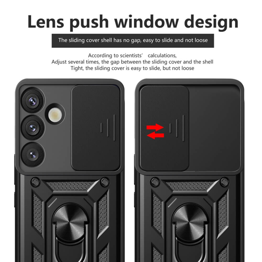 Techsuit Samsung Galaxy S25 Plus - CamShield - Σκληρή Θήκη με Προστασία Καμερών και Δαχτυλίδι Συγκράτησης - Black