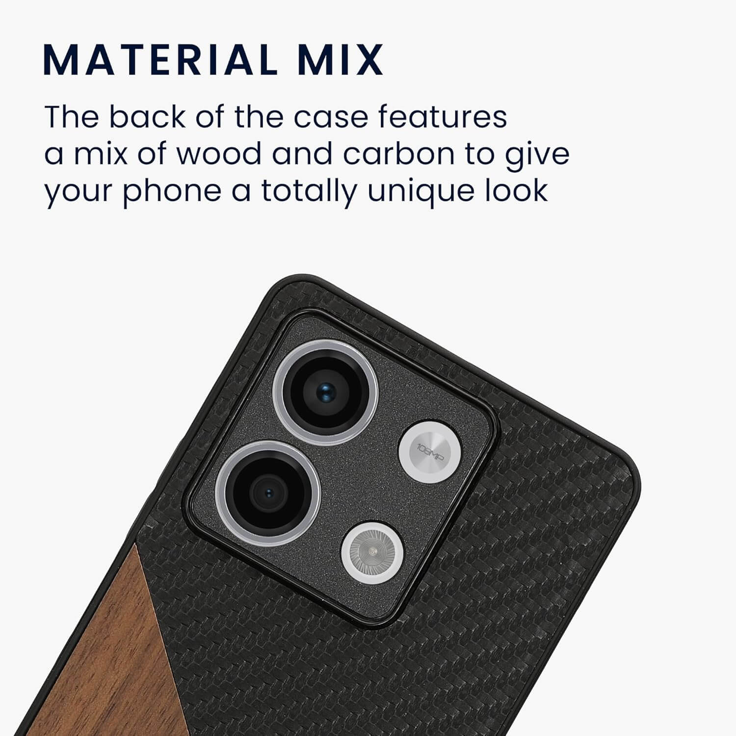 KW Xiaomi Redmi Note 13 5G Θήκη από Φυσικό Ξύλο και Carbon - Black / Dark Brown