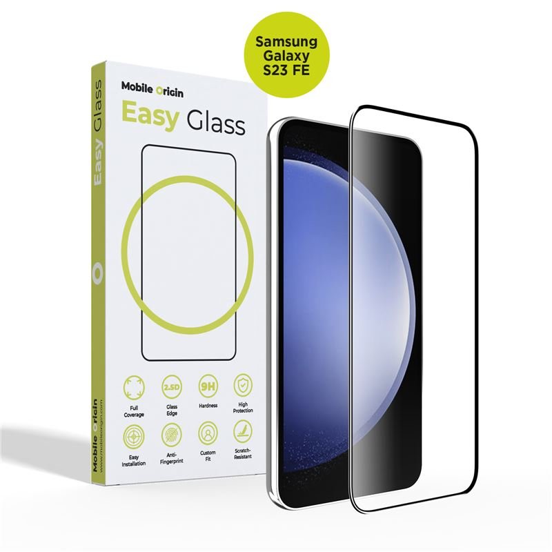 Mobile Origin Samsung Galaxy S23 FE EasyGlass Case Friendly 9H Full Screen Full Glue Tempered Glass Αντιχαρακτικό Γυαλί Οθόνης - Black