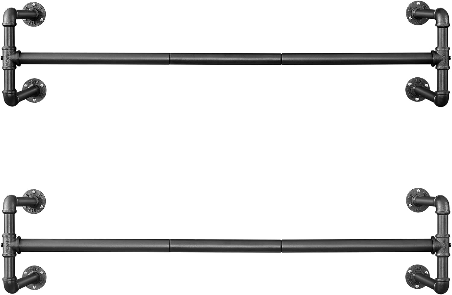 Songmics Σετ με 2 Επιτοίχιες Μεταλλικές Ράγες Ρούχων - 112 x 30 x 29.3 cm - Black - HSR64BK - 02