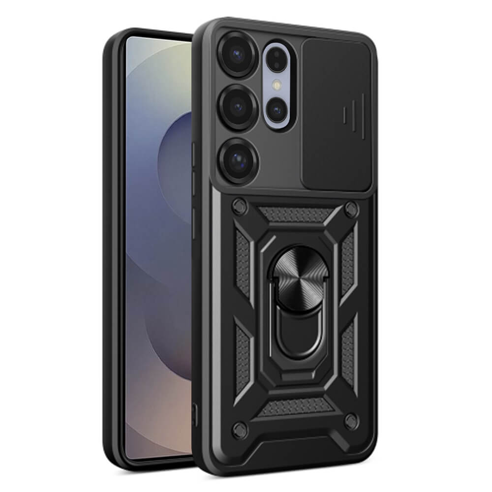 Techsuit Samsung Galaxy S25 Ultra - CamShield - Σκληρή Θήκη με Προστασία Καμερών και Δαχτυλίδι Συγκράτησης - Black
