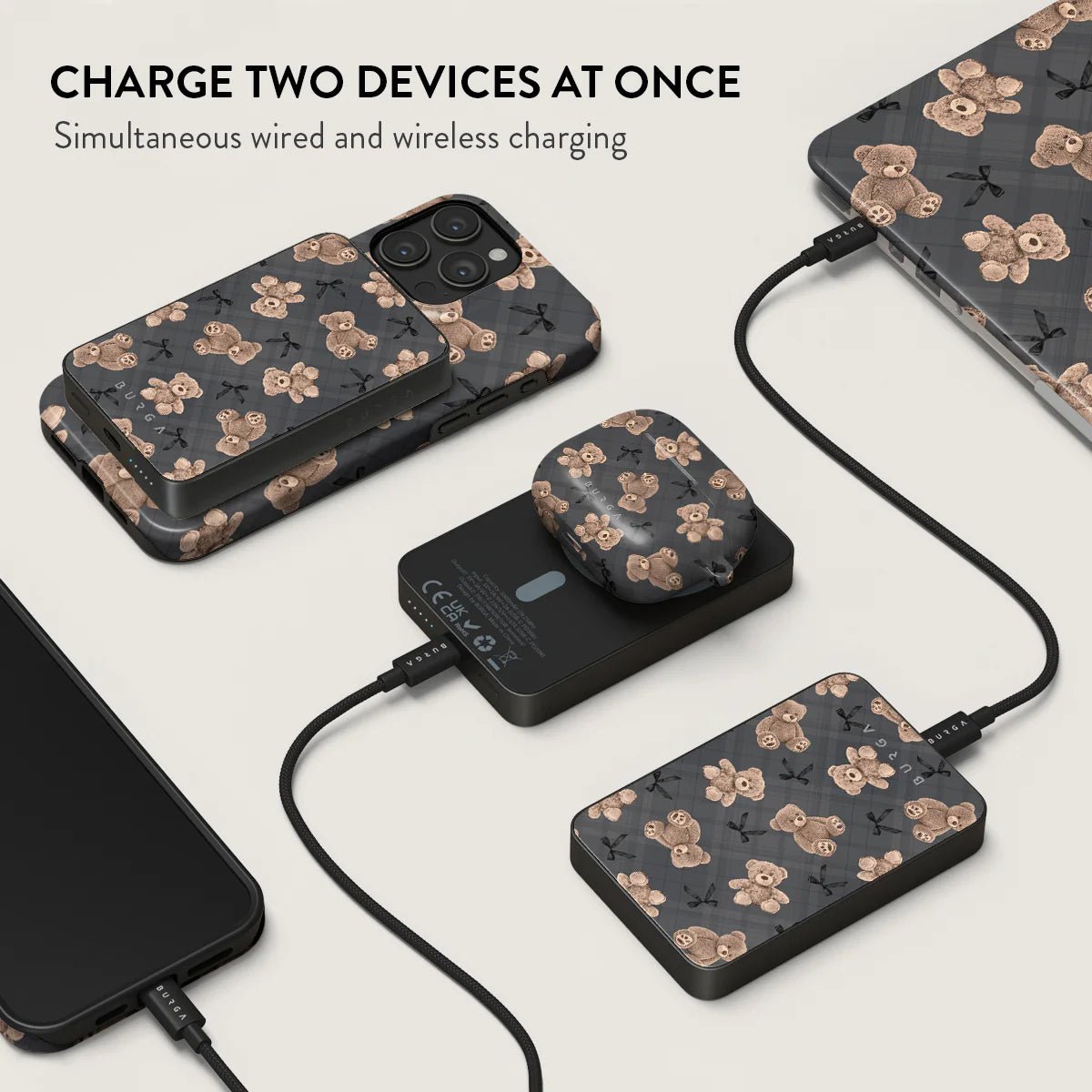 Burga Μαγνητικό Ασύρματο MagSafe PowerBank 5000mAh με Καλώδιο Type - C to Type - C - Gunmetal - BFF