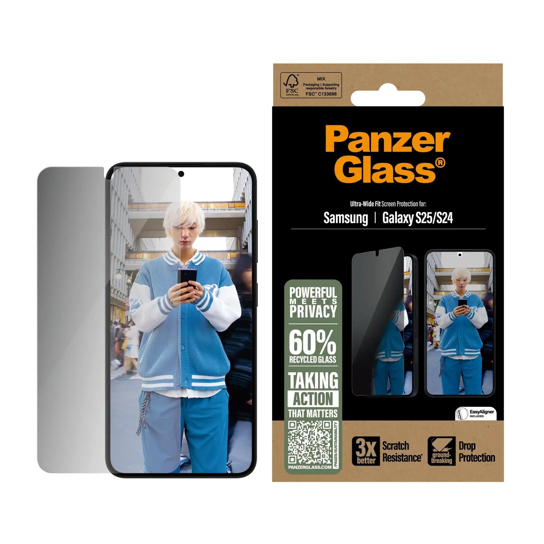PanzerGlass Samsung Galaxy S24 / S25 Privacy Ultra - Wide Fit Full Screen Αντιχαρακτικό Γυαλί Οθόνης - Black