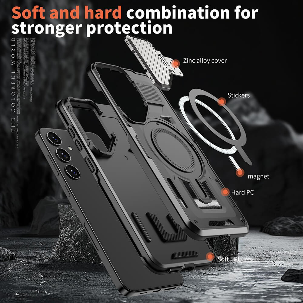 Techsuit Samsung Galaxy S24 / S25 CamVault MagSafe Σκληρή Θήκη με Πλαίσιο Σιλικόνης - Black