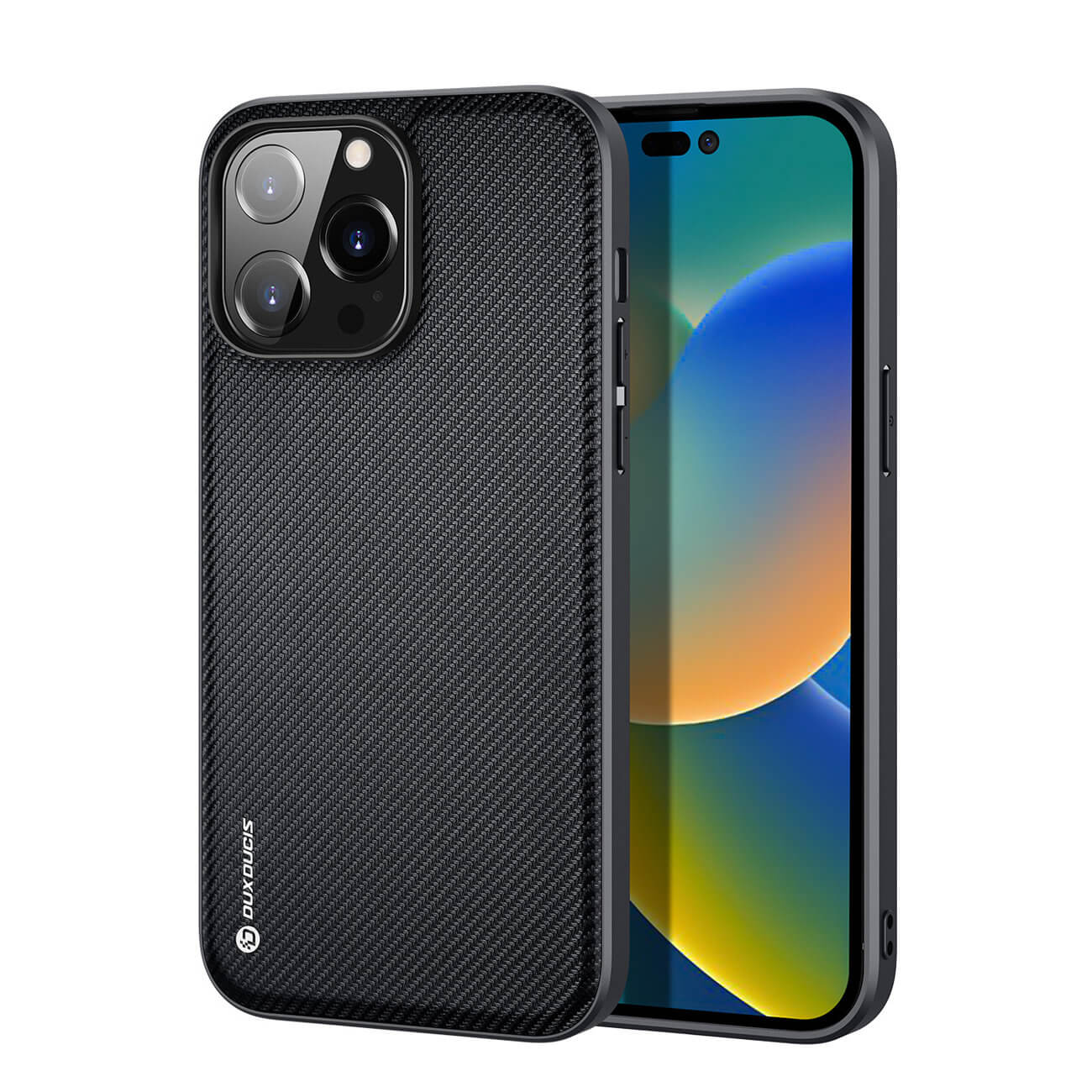 Dux Ducis iPhone 14 Pro Max Fino Series Σκληρή Θήκη με Πλαίσιο Σιλικόνης και Επένδυση από Ύφασμα - Black