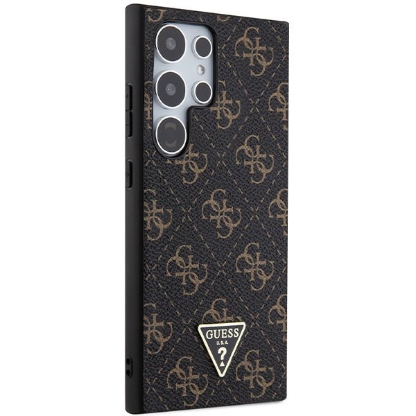 Guess Samsung Galaxy S24 Ultra - 4G Triangle - Σκληρή Θήκη με Επένδυση Συνθετικού Δέρματος και Πλαίσιο Σιλικόνης - Black - GUHCS24LPG4GPK