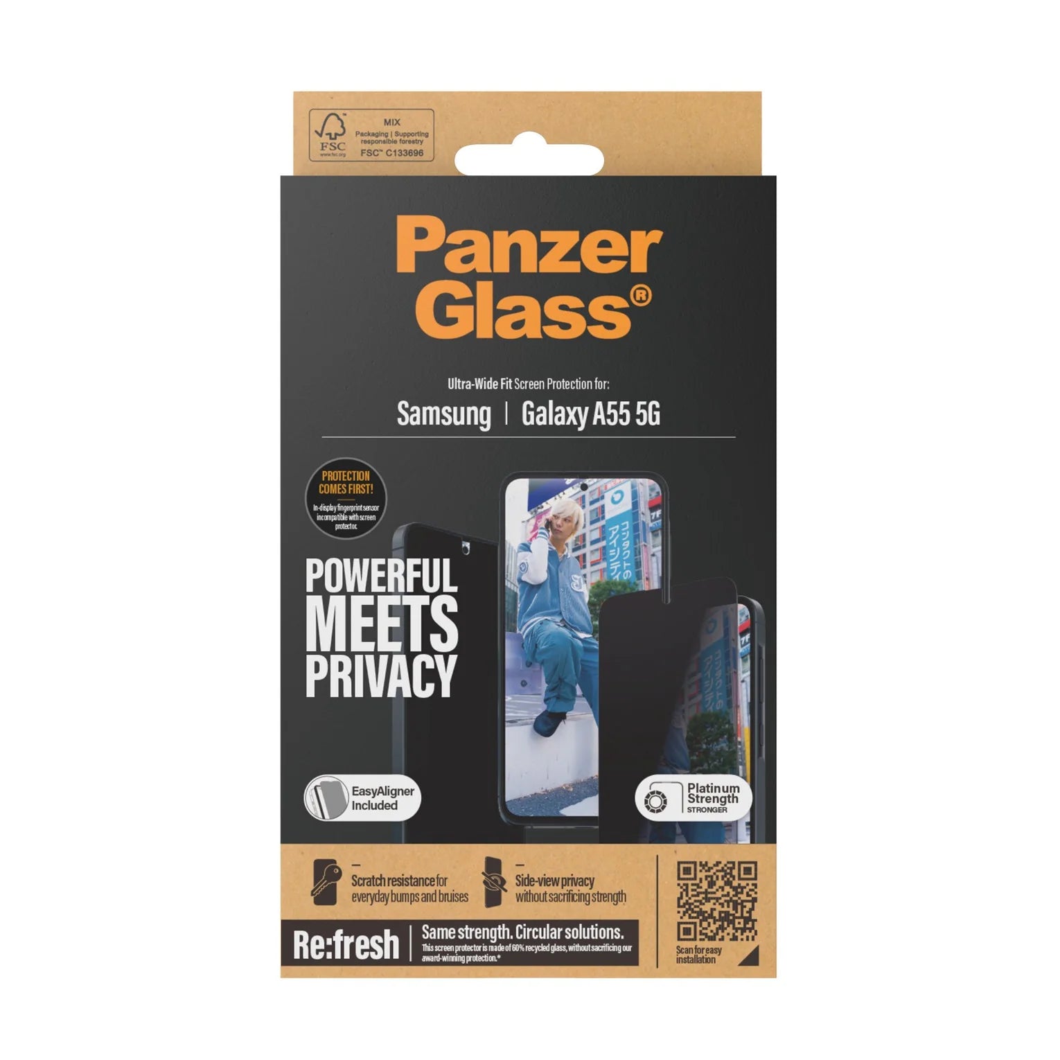 PanzerGlass Samsung Galaxy A55 5G Ultra - Wide Fit Privacy Easy Aligner Αντιχαρακτικό Γυαλί Οθόνης - Black