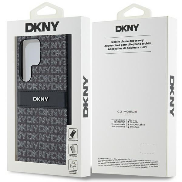 DKNY Samsung Galaxy S24 Ultra - Mono Stripe and Metal Logo Σκληρή Θήκη με Επένδυση Συνθετικού Δέρματος - Black