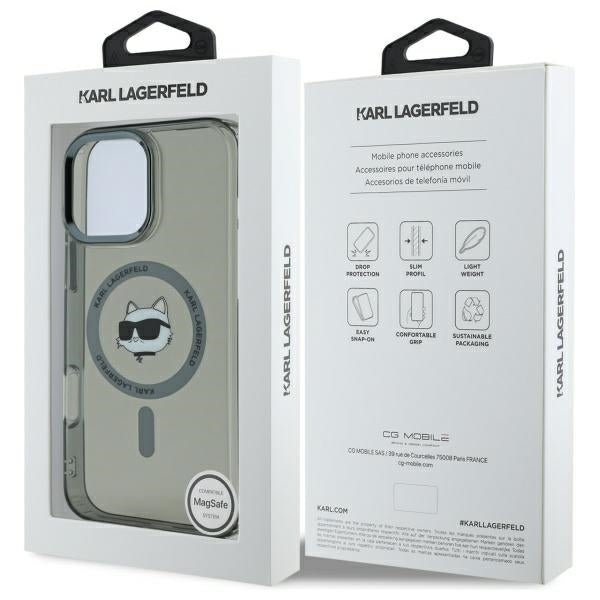 Karl Lagerfeld iPhone 16 Pro - IML Metal Choupette Head - Σκληρή Θήκη με Πλαίσιο Σιλικόνης και MagSafe - Black - KLHMP16LHLSCHK