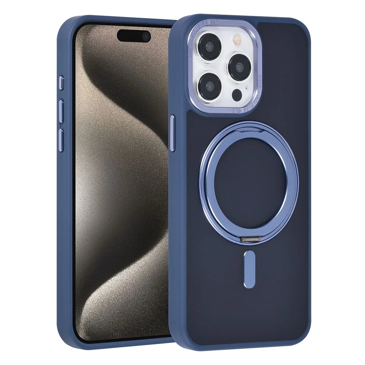 Tuniq iPhone 15 Pro Max - Σκληρή MagSafe Θήκη με Περιστρεφόμενο Δαχτυλίδι Συγκράτησης - Μπλε