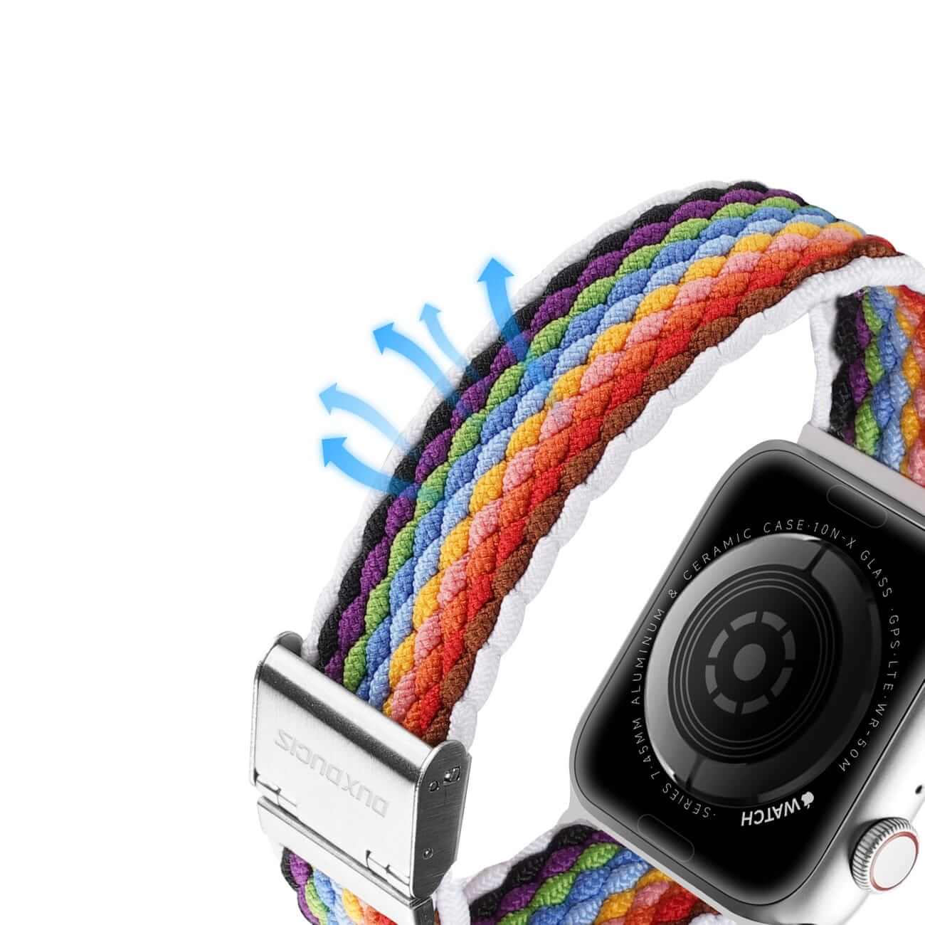 Dux Ducis Λουράκι Apple Watch 2/3/4/5/6/7/8/9/10/11 - SE (1/2/3) - 38/40/41/42mm Braided Band Mixture II Version από Νάιλον - Pale Stripes - Multicolor