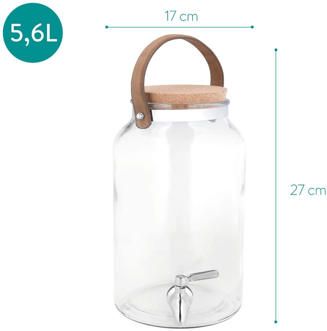 Navaris Drinks Dispenser Γυάλινος Διανεμητής Ποτού - 5.6L - Διάφανο - 51377.01