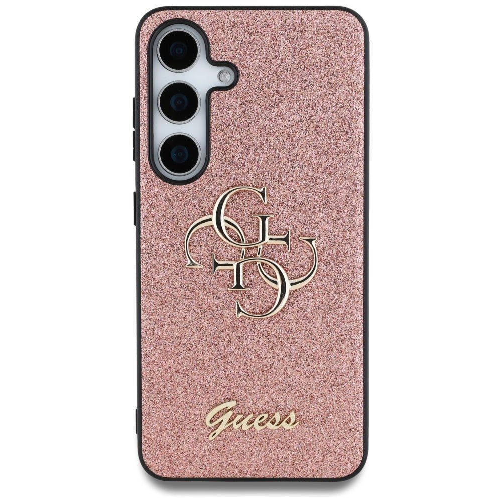 Guess Samsung Galaxy S25 Plus - Fixed Glitter Big 4G - Σκληρή Θήκη με Πλαίσιο Σιλικόνης - Pink - GUHCS25MHG4SGP