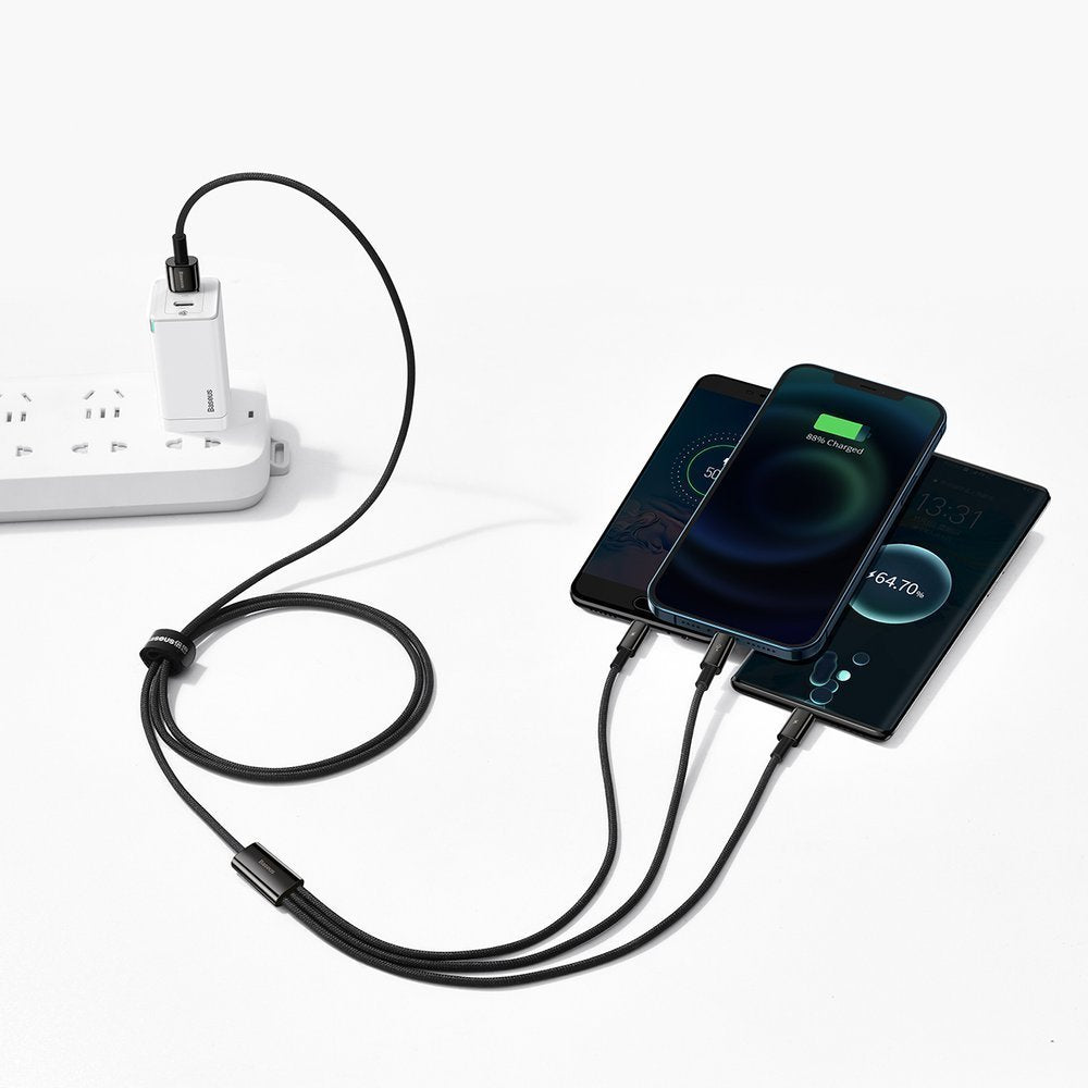 Baseus Tungsten Gold 3in1 Καλώδιο Φόρτισης 3.5A 1.5m - Micro USB / Lightning / Type - C - Black - CAMLTWJ - 01