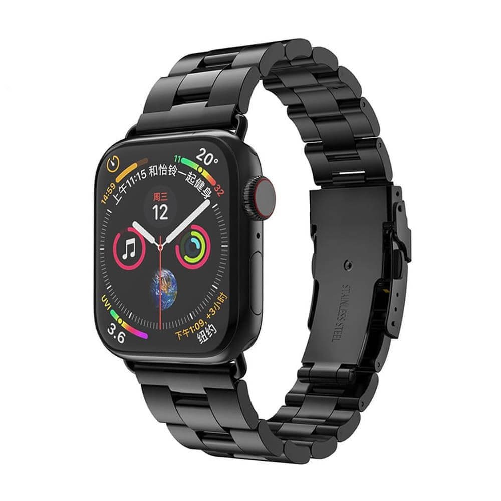 Techsuit Λουράκι Apple Watch 4/5/6/7/8/9/10/11 - SE (1/2/3) - ULTRA (1/2/3) - 44/45/46/49mm Watchband W036 Μπρασελέ από Ανοξείδωτο Ατσάλι - Black