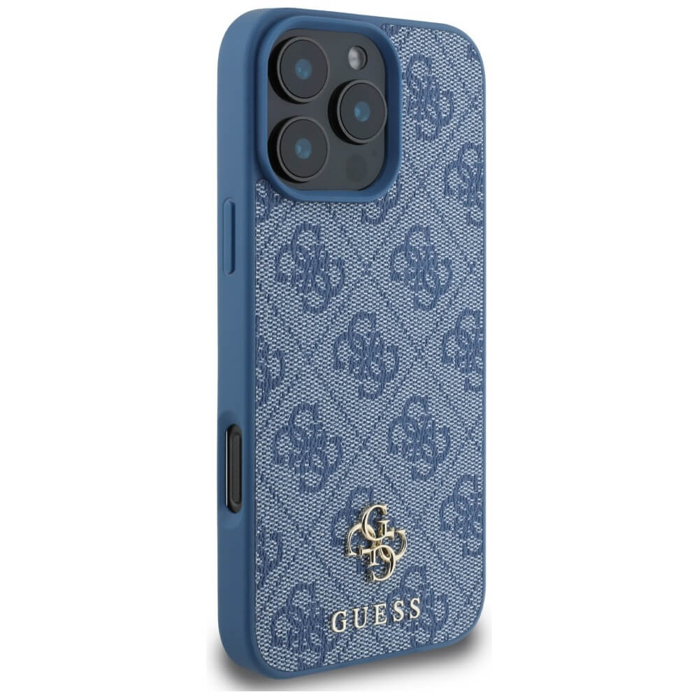 Guess iPhone 16 Pro Max - HC PU 4G Small 4G and Classic - MagSafe Σκληρή Θήκη με Επένδυση από Οικολογικό Δέρμα - Blue - GUHMP16XP4SM4MB