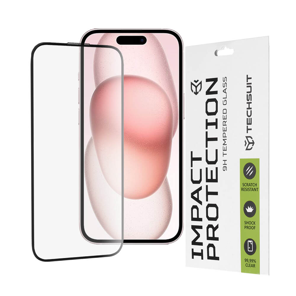 Techsuit iPhone 15 / 16 9H 111D 0.33mm Full Screen Full Glue Tempered Glass Αντιχαρακτικό Γυαλί Οθόνης - Black
