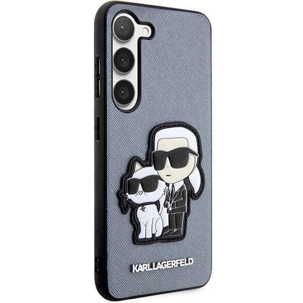 Karl Lagerfeld Samsung Galaxy S23+ - Saffiano Karl and Choupette Body Σκληρή Θήκη με Επένδυση Συνθετικού Δέρματος και Πλαίσιο Σιλικόνης - Grey - KLHCS23MSANKCPG