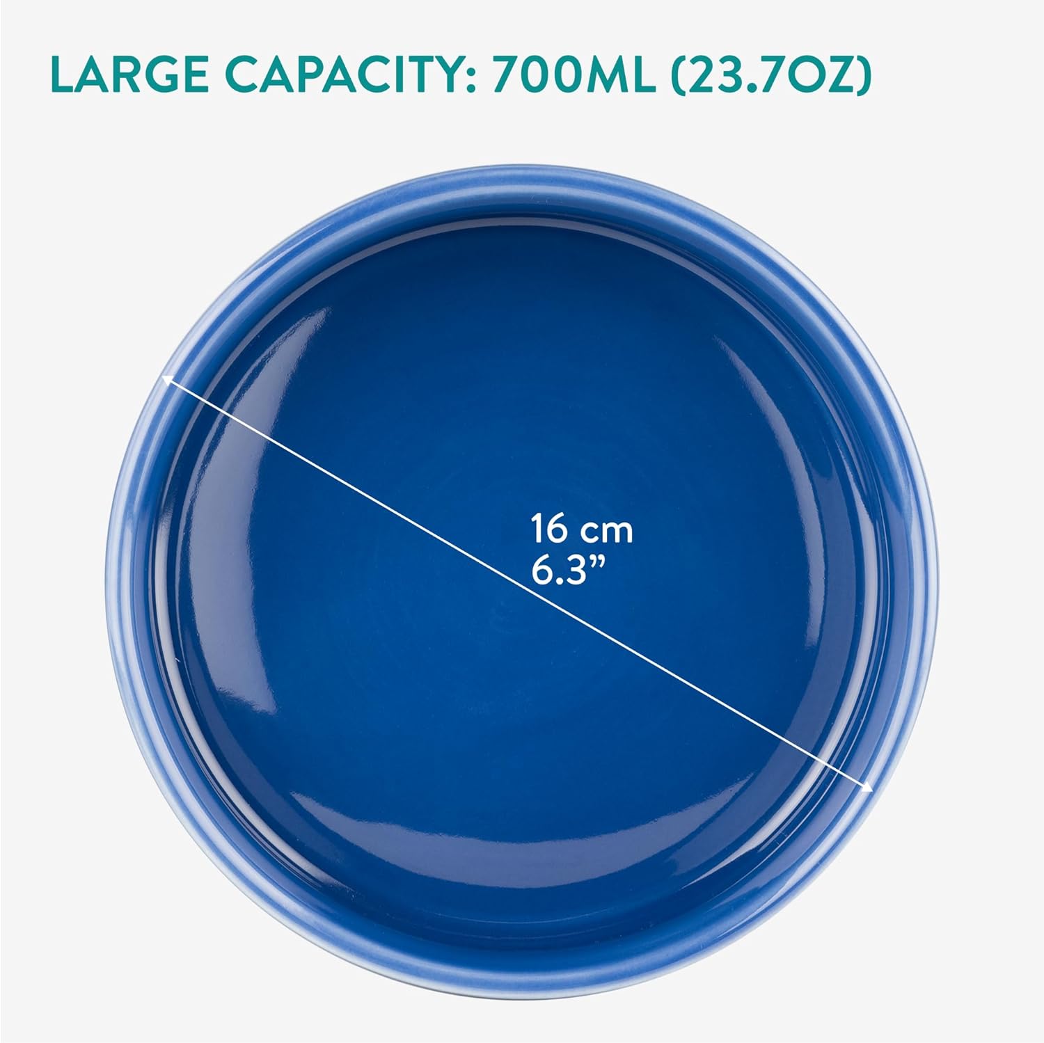 Navaris Σετ με 2 Κεραμικά Μπολ Φαγητού και Νερού για Κατοικίδια - 700ml - Light Blue / Dark Blue - NAV000025VC001C