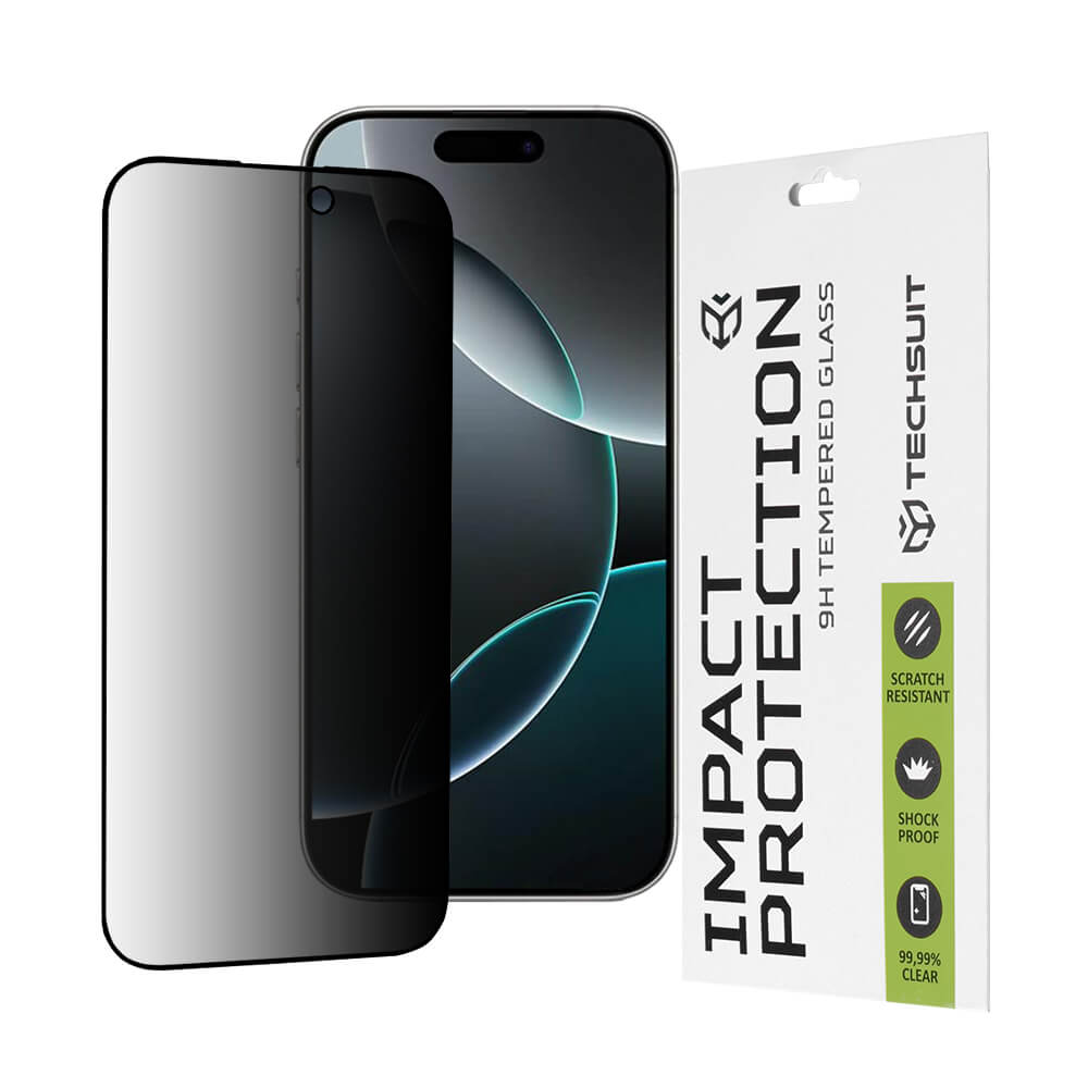 Techsuit iPhone 16 Pro 9H 111D Privacy 0.33mm Full Screen Full Glue Tempered Glass Αντιχαρακτικό Γυαλί Οθόνης - Black