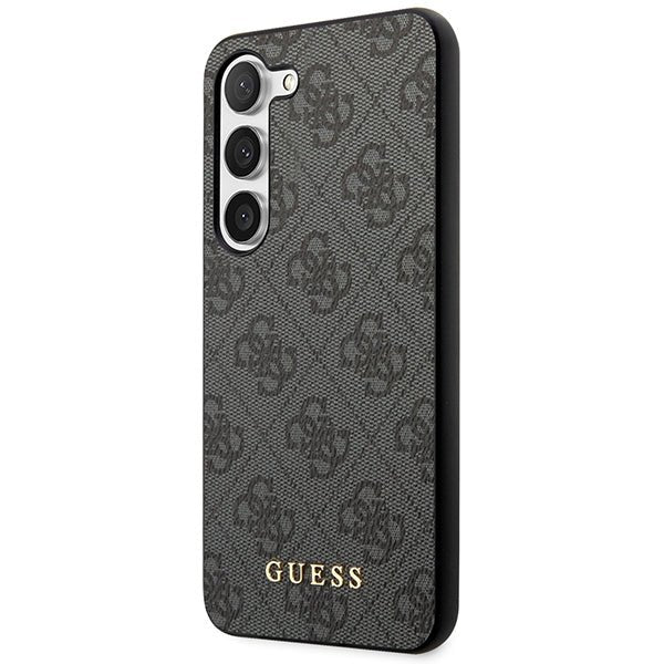 Guess Samsung Galaxy S24+ - 4G Metal Gold Logo Σκληρή Θήκη με Επένδυση Συνθετικού Δέρματος - Black - GUHCS24MG4GFGR