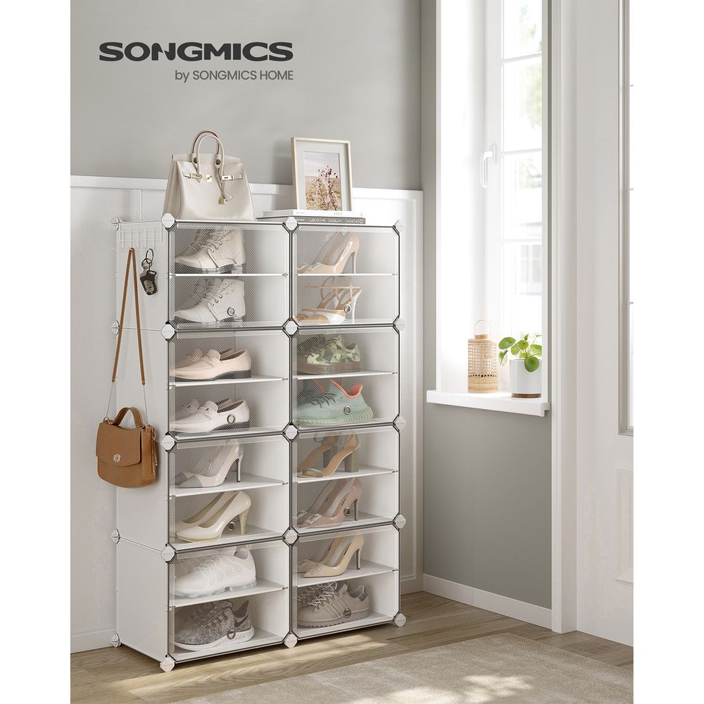 Songmics Πλαστική Παπουτσοθήκη με 8 Ράφια - White - LPC034YCWZ02