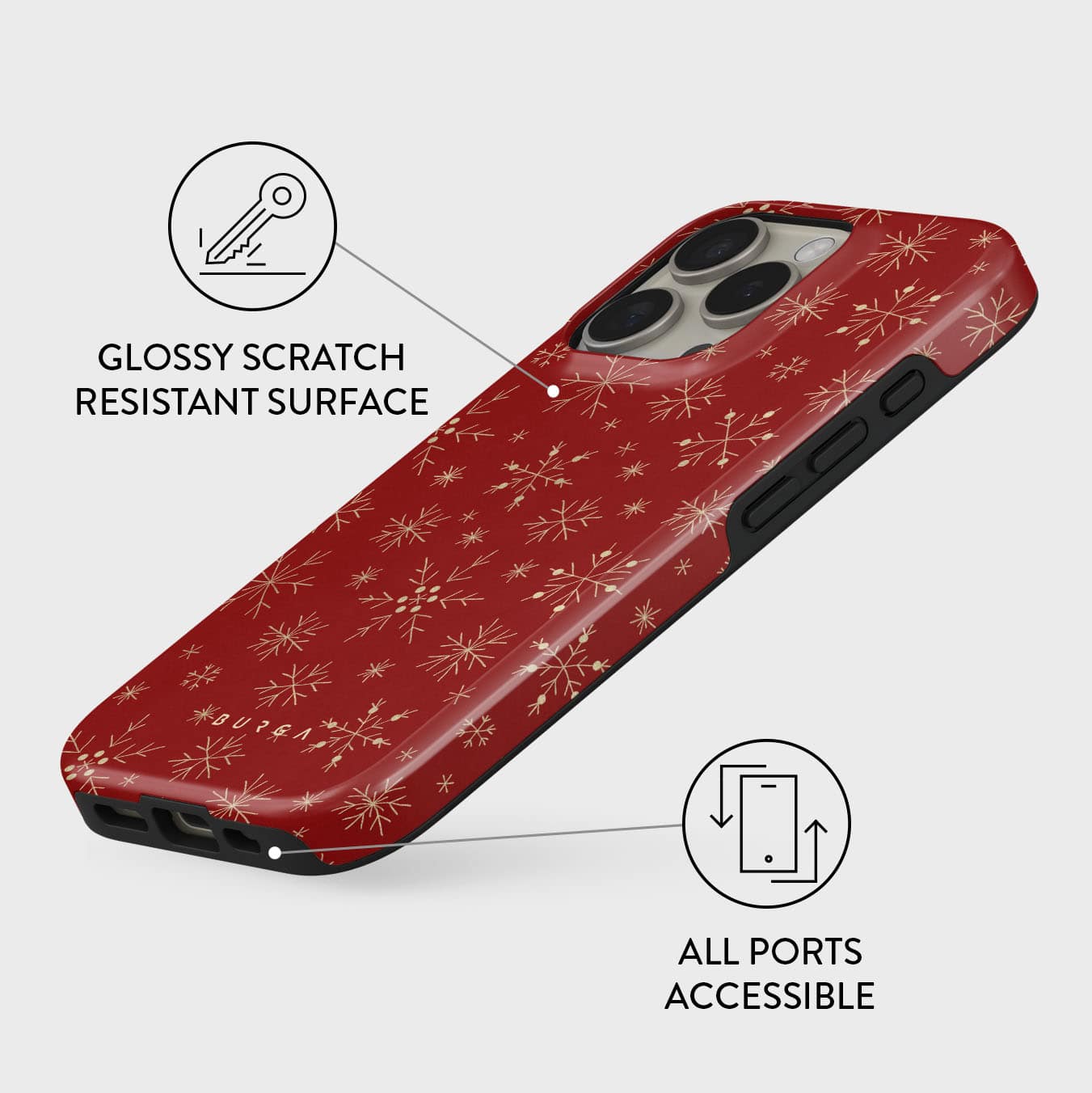 Burga iPhone 16 Pro Max Fashion Tough MagSafe Σκληρή Θήκη με MagSafe - Dear Santa Snowflake