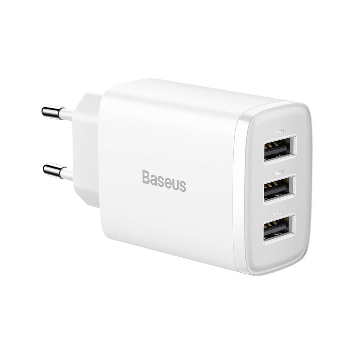 Baseus Compact 17W Οικιακός Φορτιστής Γρήγορης Φόρτισης με 3 Θύρες USB - White - CCXJ020102