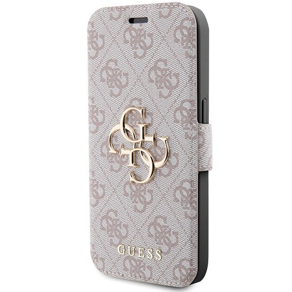 Guess iPhone 15 Pro Max 4G Big Metal Logo Θήκη Πορτοφόλι με Επένδυση Συνθετικού Δέρματος - Pink - GUBKP15X4GMGPI