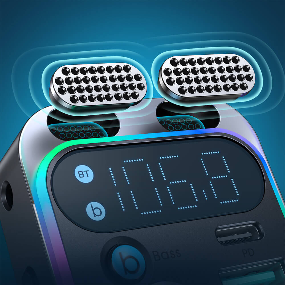 Joyroom JR - CL16 Bluetooth 5.0 FM Transmitter για Αναπαραγωγή Μουσικής / Κλήσεις / Φόρτιση Κινητών στο Αυτοκίνητο 48W - Black