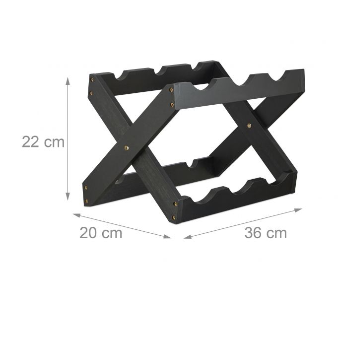 Relaxdays X Shape Βάση Κρασιού από Μπαμπού - Black - 4052025227609