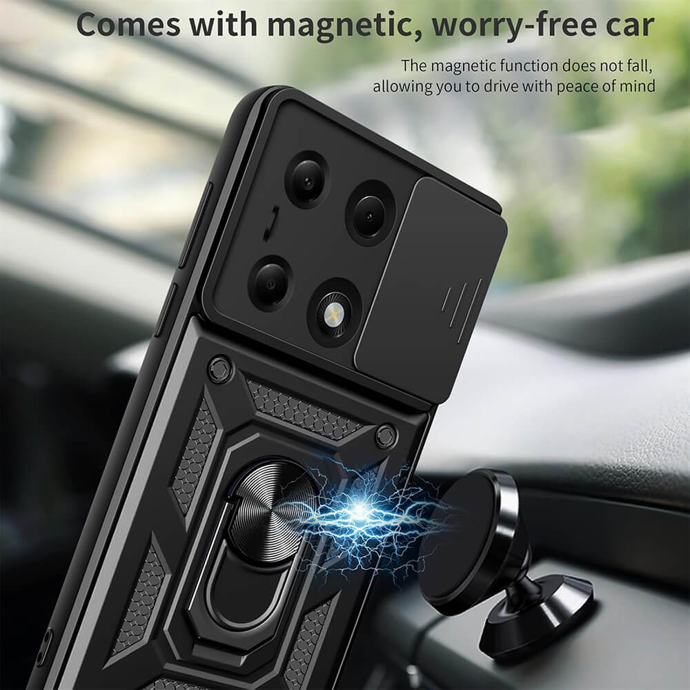 Techsuit Samsung Galaxy A36 5G - CamShield - Σκληρή Θήκη με Προστασία Καμερών και Δαχτυλίδι Συγκράτησης - Black