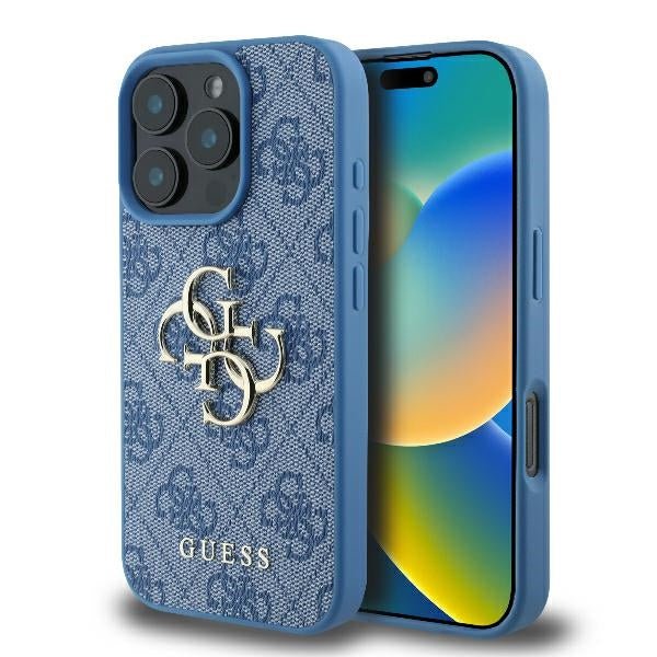 Guess iPhone 16 Pro - 4G Big Logo - Θήκη με Επένδυση Συνθετικού Δέρματος - Blue - GUHCP16L4GMGBL