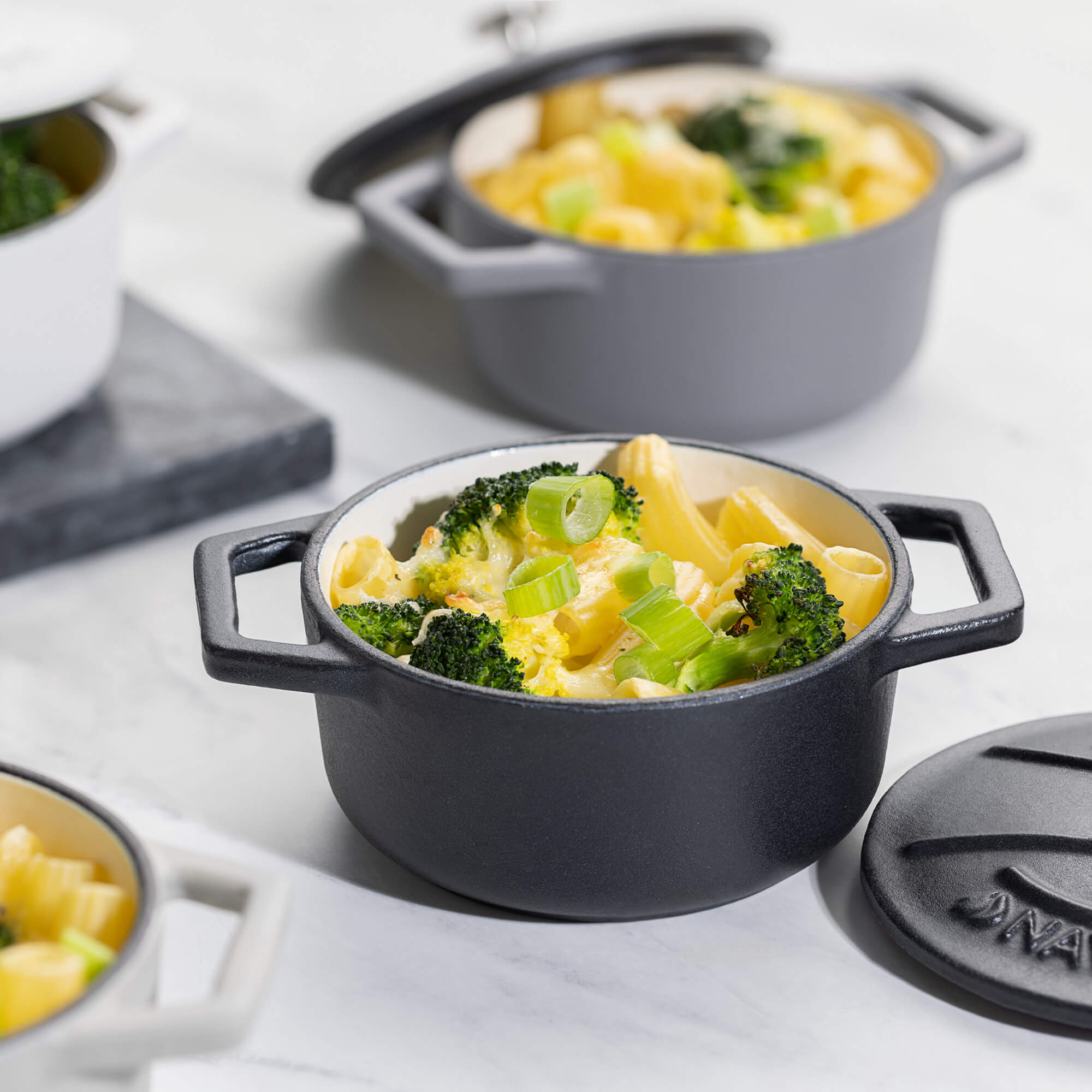 Navaris Στρογγυλλά Κατσαρολάκια - Σετ 4 Μίνι Κατσαρολάκια - White / Grey / Black - 49079.04.03