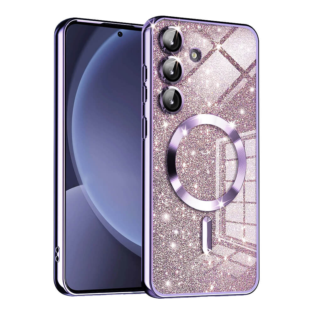 Techsuit Samsung Galaxy S25 Plus - Luxury Glitter MagSafe - Θήκη Σιλικόνης - Light Purple