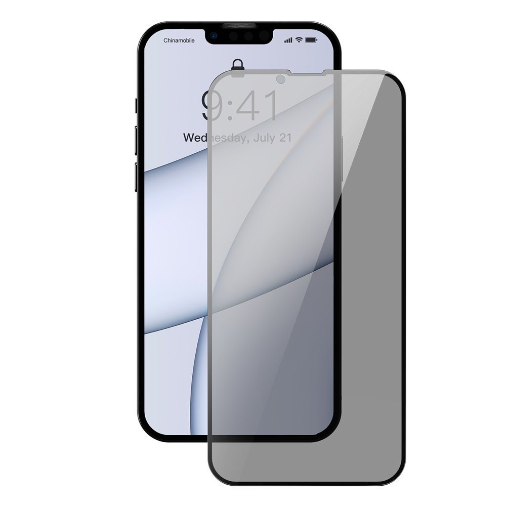 Baseus iPhone 13 Pro Max 0.23mm Anti - Spy Full Screen Tempered Glasses Αντιχαρακτικό Γυαλί Οθόνης - 2 Τεμάχια - Black - SGQP020501