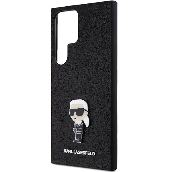 Karl Lagerfeld Samsung Galaxy S24 Ultra - Fixed Glitter Ikonik Logo Metal Pin - Σκληρή Θήκη με Πλαίσιο Σιλικόνης - Black - KLHCS24LGKNPSK
