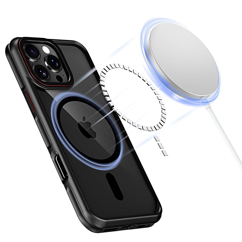 Tech - Protect iPhone 16 Pro MagHybrid - Σκληρή Θήκη με Πλαίσιο Σιλικόνης και MagSafe - Black Ημιδιάφανη / Red