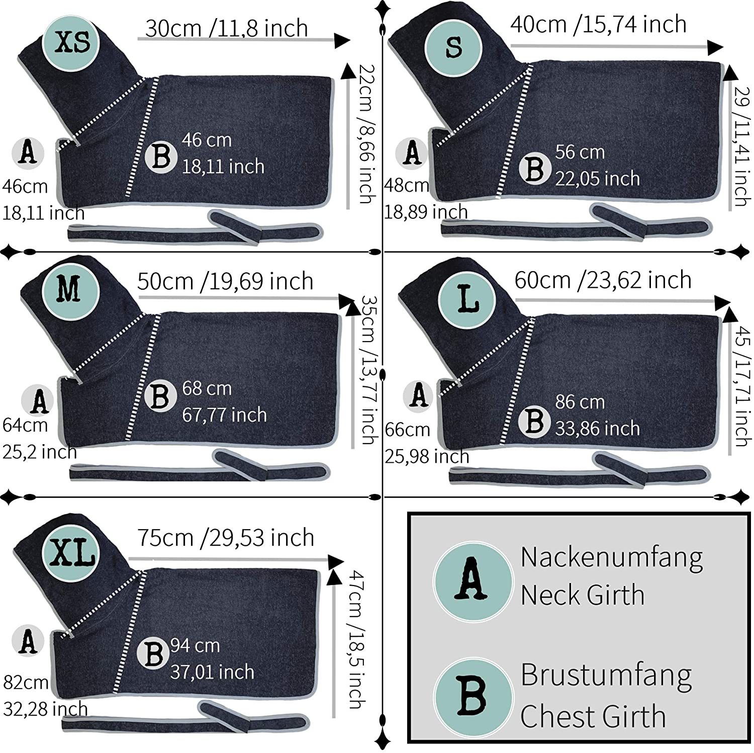 HOMELEVEL Μπουρνούζι Σκύλου - Extra Small - Anthracite / Gray - 54844.73.32