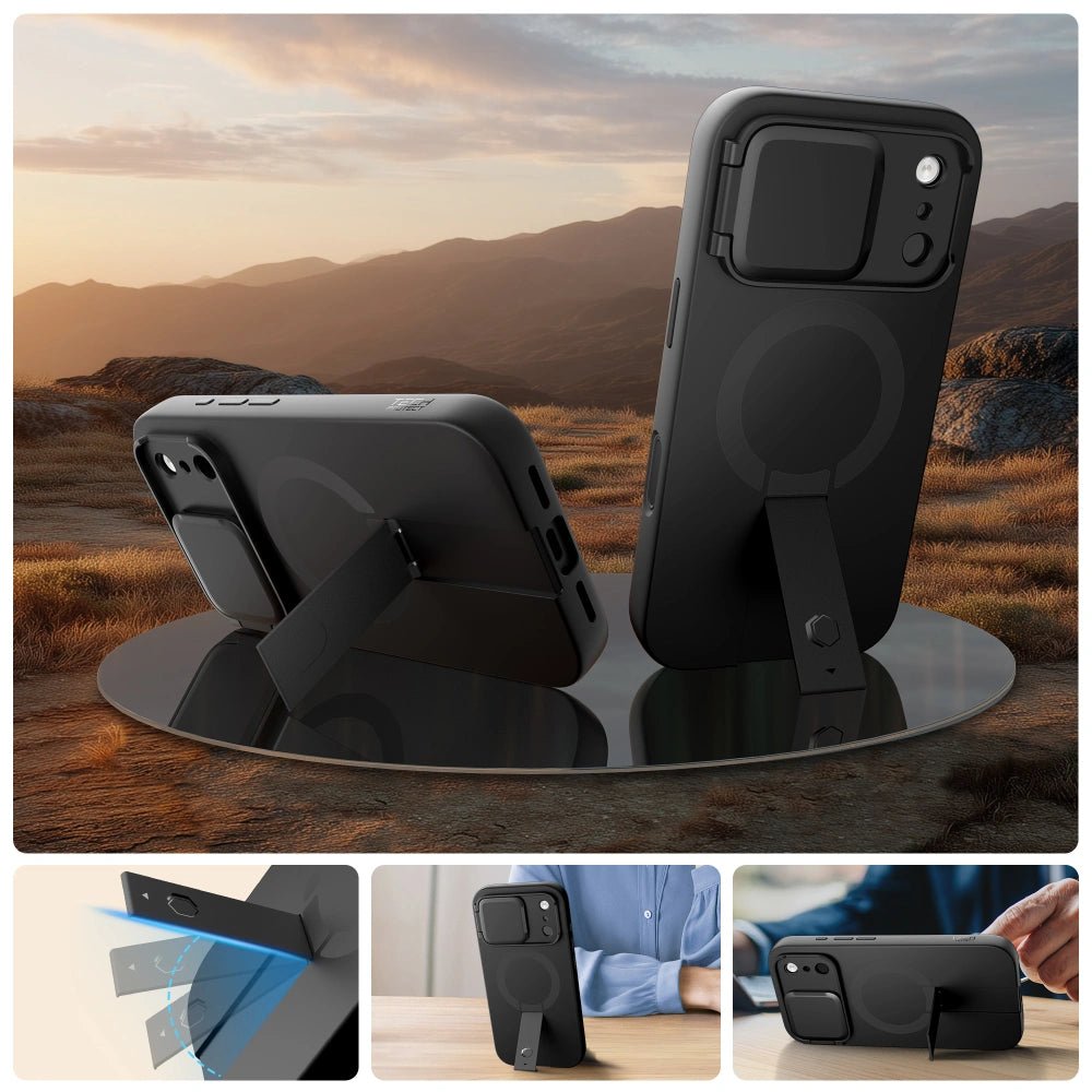 Tech - Protect iPhone 17 Pro - Kevlar Aura MagSafe - Σκληρή Θήκη με Ανοιγόμενο Κάλυμμα Κάμερας και Stand - Black