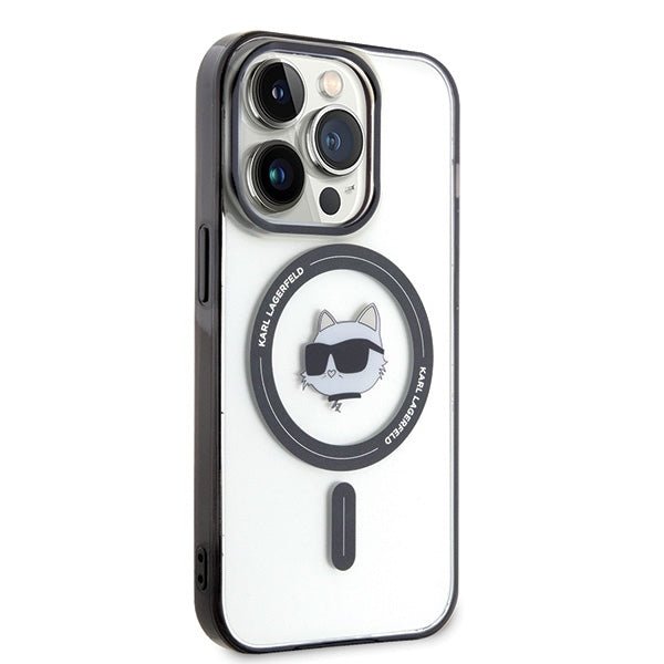 Karl Lagerfeld iPhone 15 Pro - IML Choupette's Head Magsafe Σκληρή Θήκη με Πλαίσιο Σιλικόνης και MagSafe - Διάφανη - KLHMP15LHCHNOTK